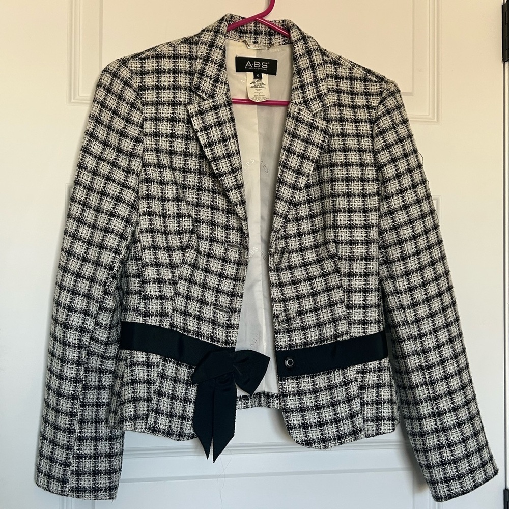 Allen B. By Allen Schwartz Black and White Checkered Blazer